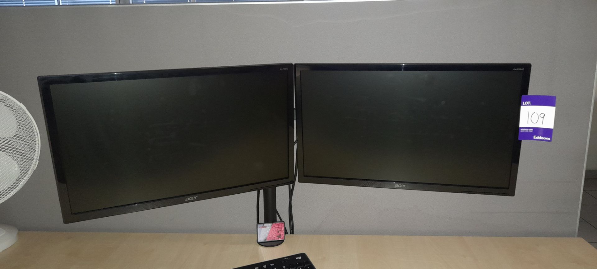 2x Acer KA220HQ LCD monitor with twin arm mount. L