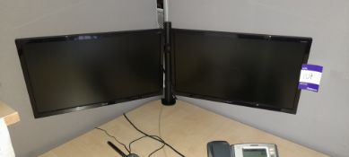 2x Acer KA220HQ LCD monitor with twin arm mount. L