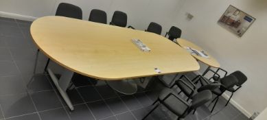 3m steel legged wooden topped board room table wit