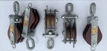 Qty 5 Twin Pulley Blocks Unused