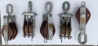 Qty 5 Single Pulley Blocks Unused