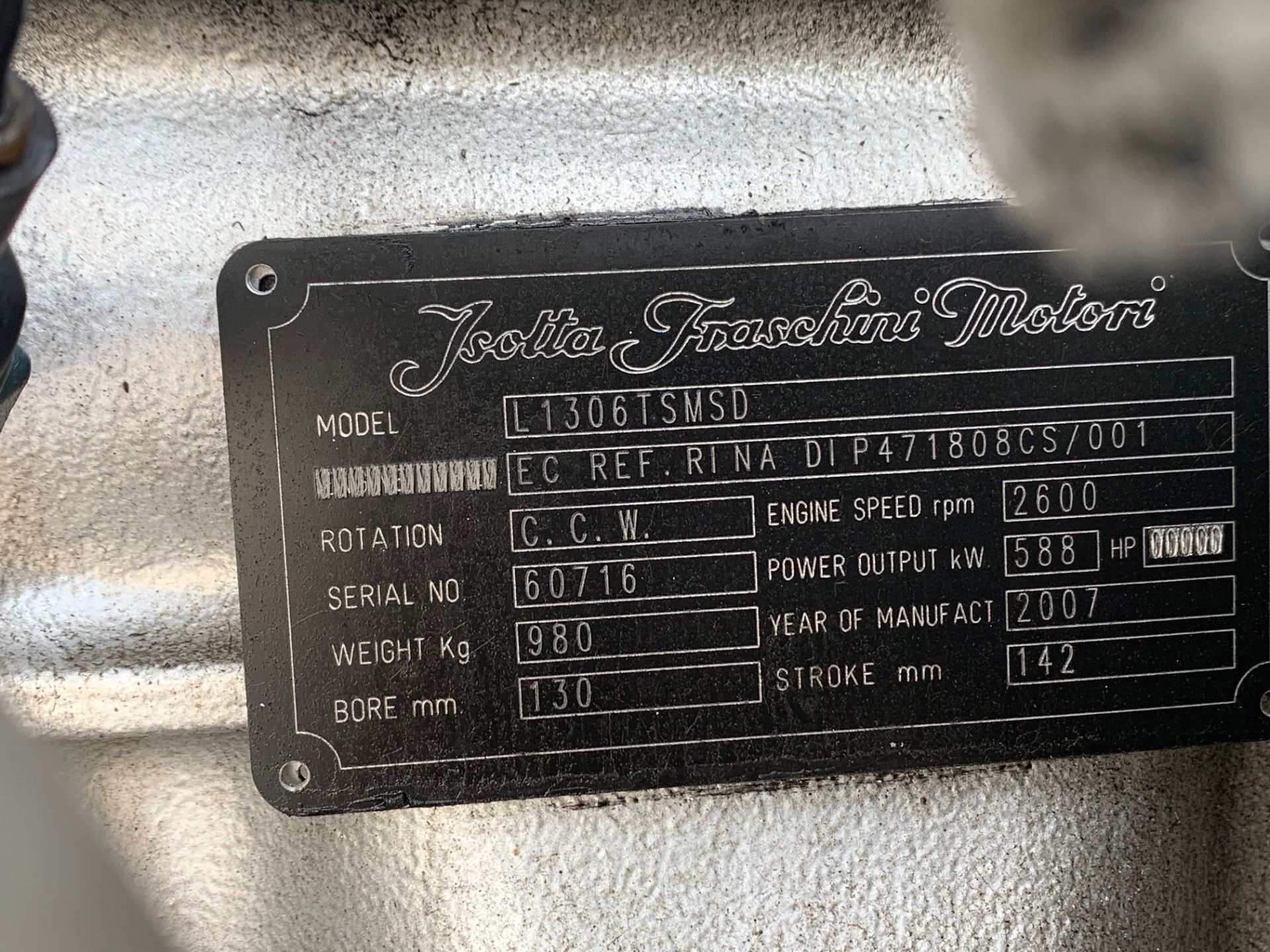 Isotta Faschini L130GTSMarine Diesel Engine: ex Standby - Image 6 of 6