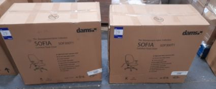 2 x Dams Sofia SOF300TI lumber task chairs, boxed, viewing recommended