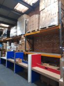 4 Bays of boltless pallet racking comprising 5 x 4m x 0.9m uprights, 16 x 2.8m closed end beams (