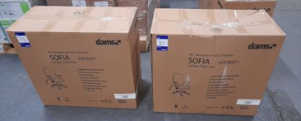 2 x Dams Sofia SOF300TI lumber task chairs, boxed, viewing recommended
