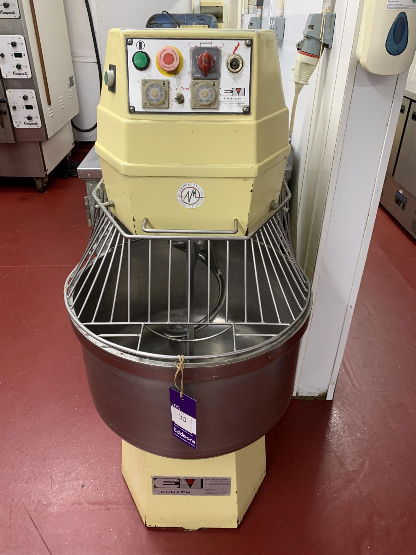 Esmach Floor Standing Spiral Dough Mixer 3PH - seen working - Image 2 of 6