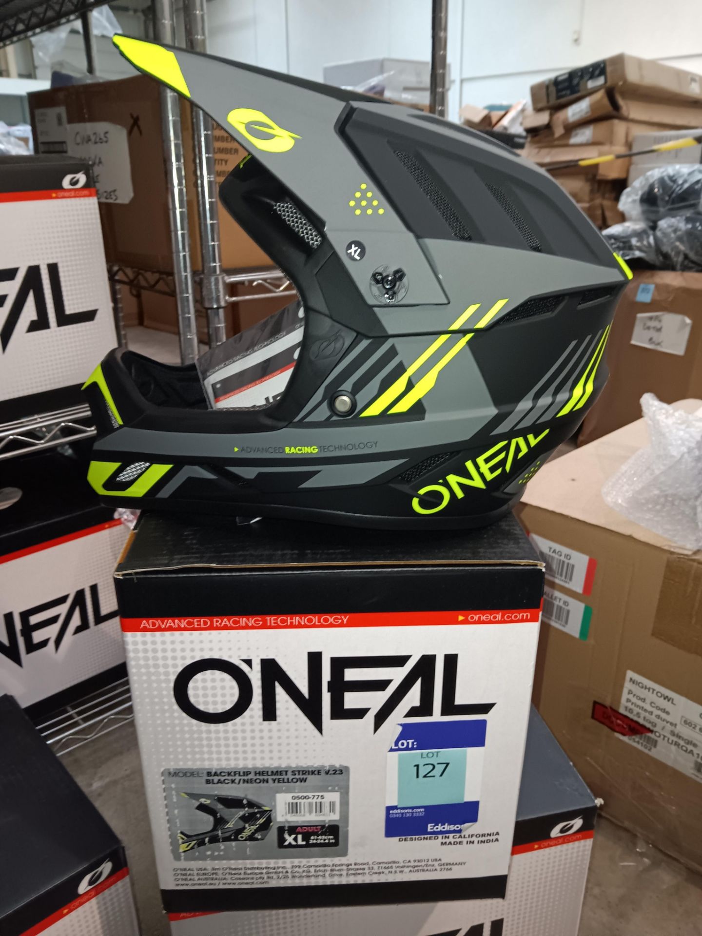 O'Neal Backflip Helmet Strike V.23, Black / Neon Yellow(Adult XL), Boxed