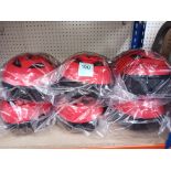 6 x One23 Helmet and Pad Set, Red (Size 48-54, Suitable for age 2-7)