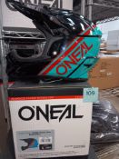 O'Neal Sonus Helmet, Split Black / Teal (Adult L), Boxed
