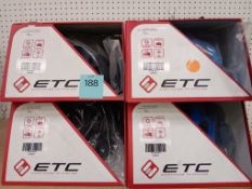 4 x ETC Leisure Helmet (2 x EHM630, Black, Size 53-58, and 2 x EHM631, Blue, Size 53-58), Boxed