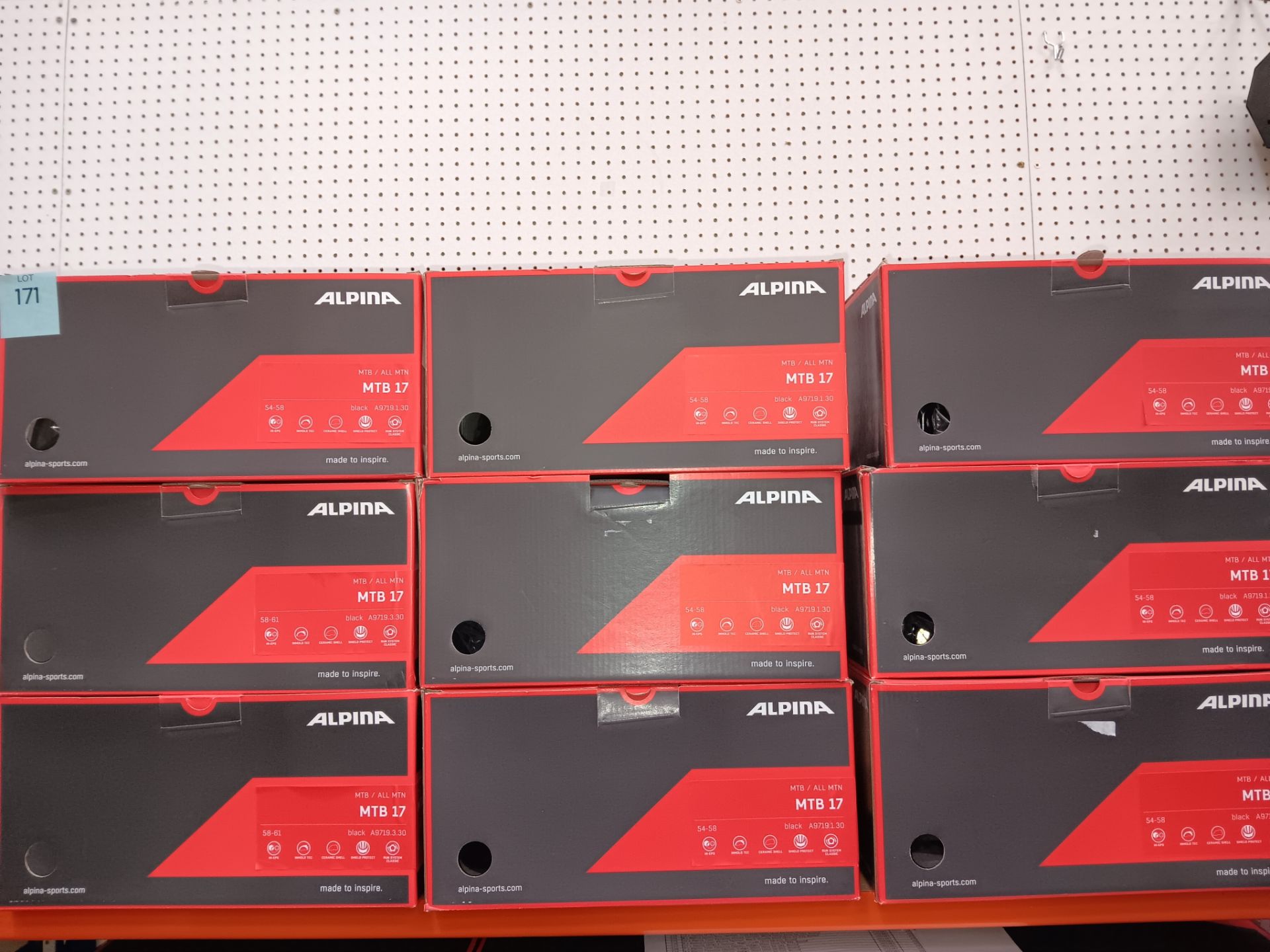 9 x Alpina MTB/All MTN MTB17 Helmet, Black (2 x 58-61, 7 x 54-58), Boxed
