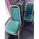 10x Gold Framed Green Upholstered Banqueting Chairs. Please not these are located on the second floo