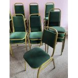 20x Gold Framed Green Upholstered Banqueting Chairs