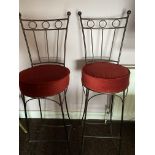 Pair of Wrought Iron Framed Bar chairs.