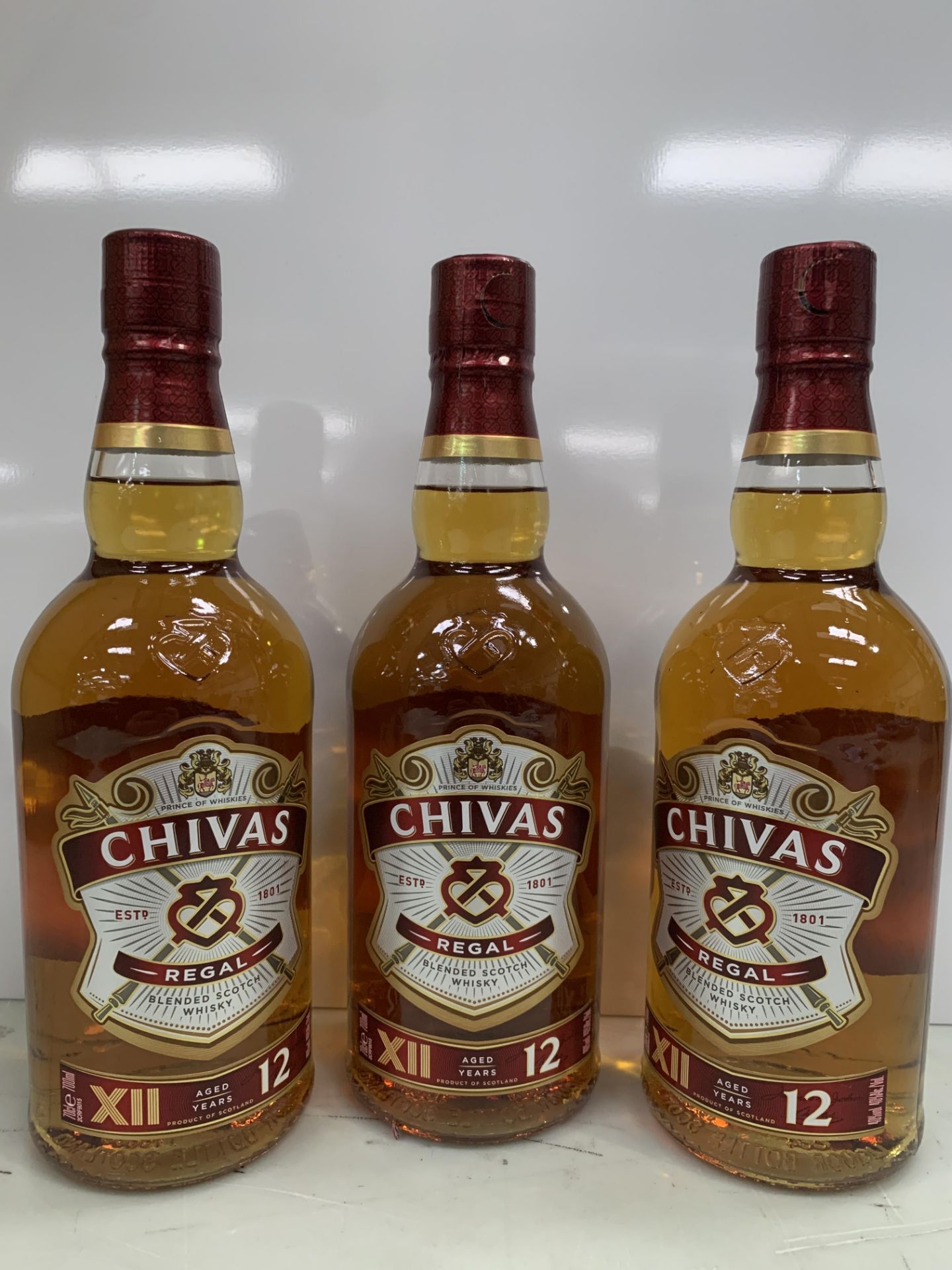 3 x Bottles of Chivas Regal 12 Year Aged Blended Scotch Whisky 70cl 40%