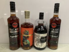 4 x Bottles of Spiced Rum Including: One-Eyed Rebel Botanical Rum 70cl 40%; Kraken Black Spiced Rum