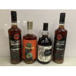 4 x Bottles of Spiced Rum Including: One-Eyed Rebel Botanical Rum 70cl 40%; Kraken Black Spiced Rum