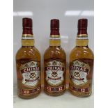 3 x Bottles of Chivas Regal 12 Year Aged Blended Scotch Whisky 70cl 40%