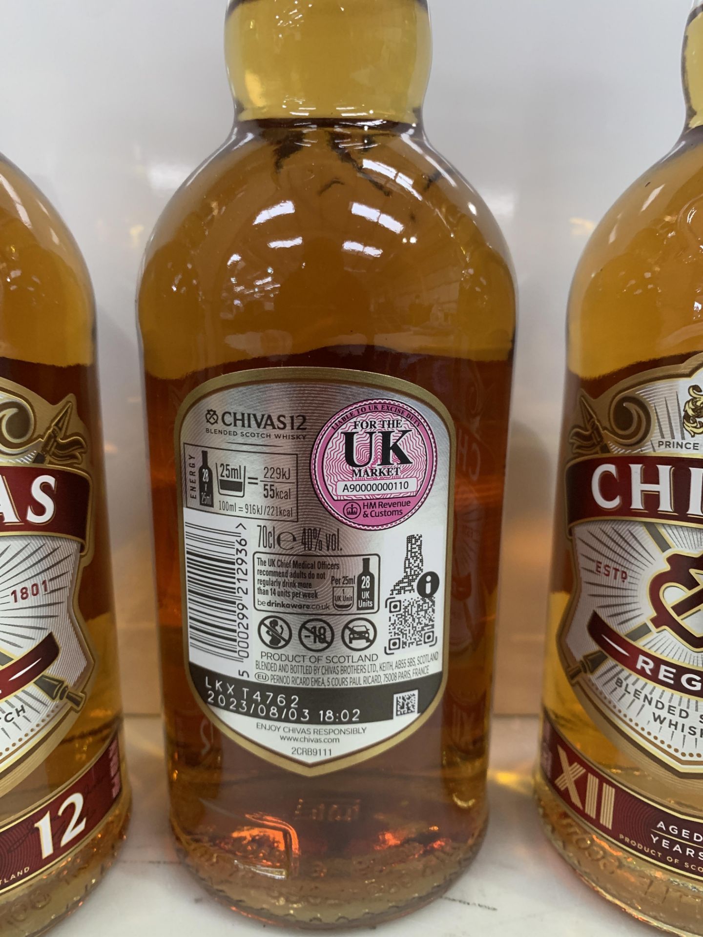 3 x Bottles of Chivas Regal 12 Year Aged Blended Scotch Whisky 70cl 40% - Bild 3 aus 3