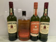 4 x Bottles of Whiskey Including: Bulleit Bourbon 70cl 45%; Jameson Orange Irish Whiskey 70cl 35%; 2