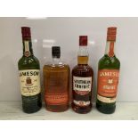 4 x Bottles of Whiskey Including: Bulleit Bourbon 70cl 45%; Jameson Orange Irish Whiskey 70cl 35%; J