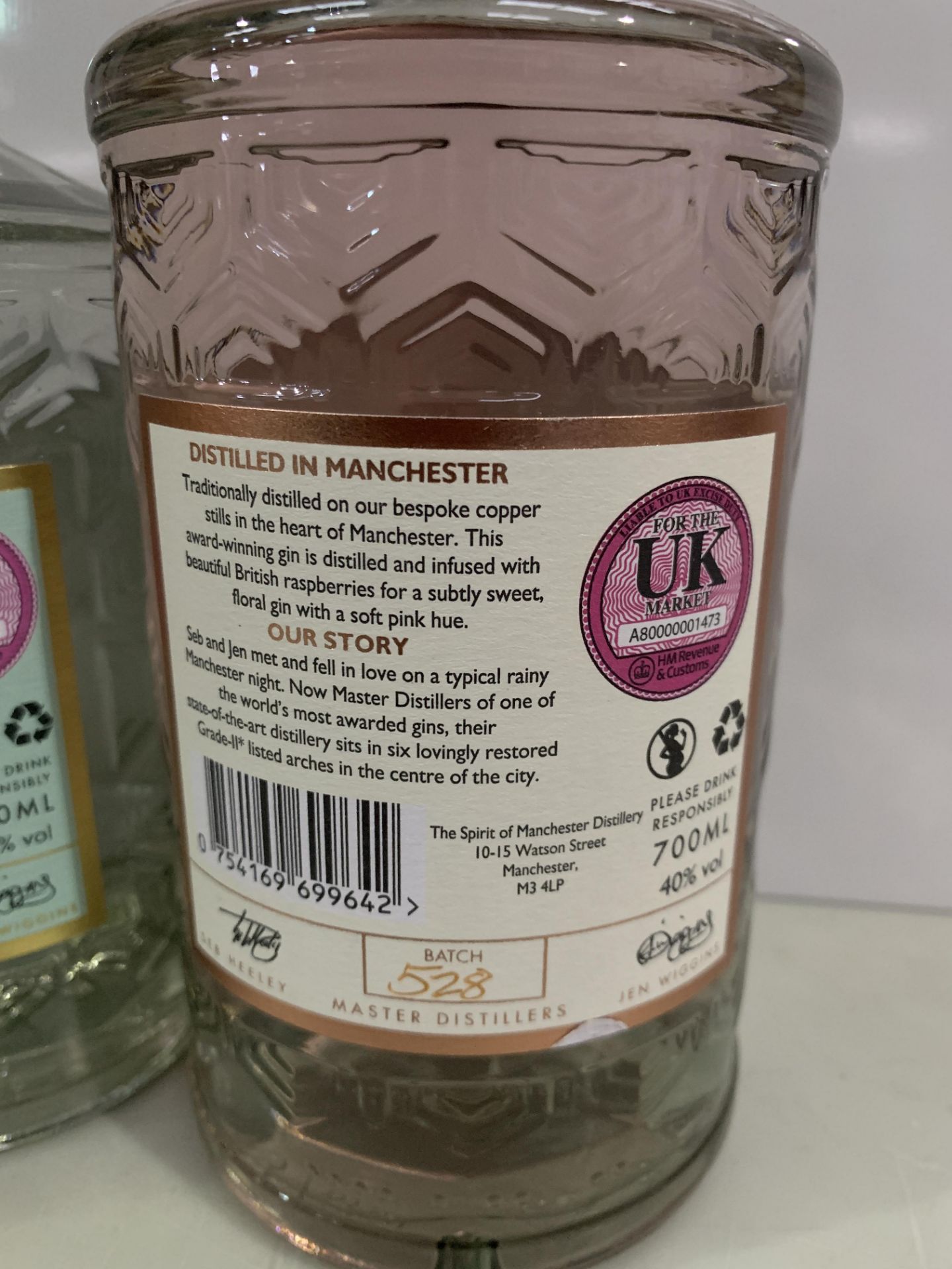 3 x Bottles of Manchester Gin Including; 1 x Raspberry Infused 70cl 40%; 1 x Signature 70cl 42% and - Image 7 of 7