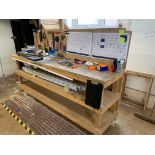 Wooden Workbench and contents