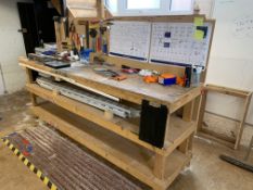 Wooden Workbench and contents
