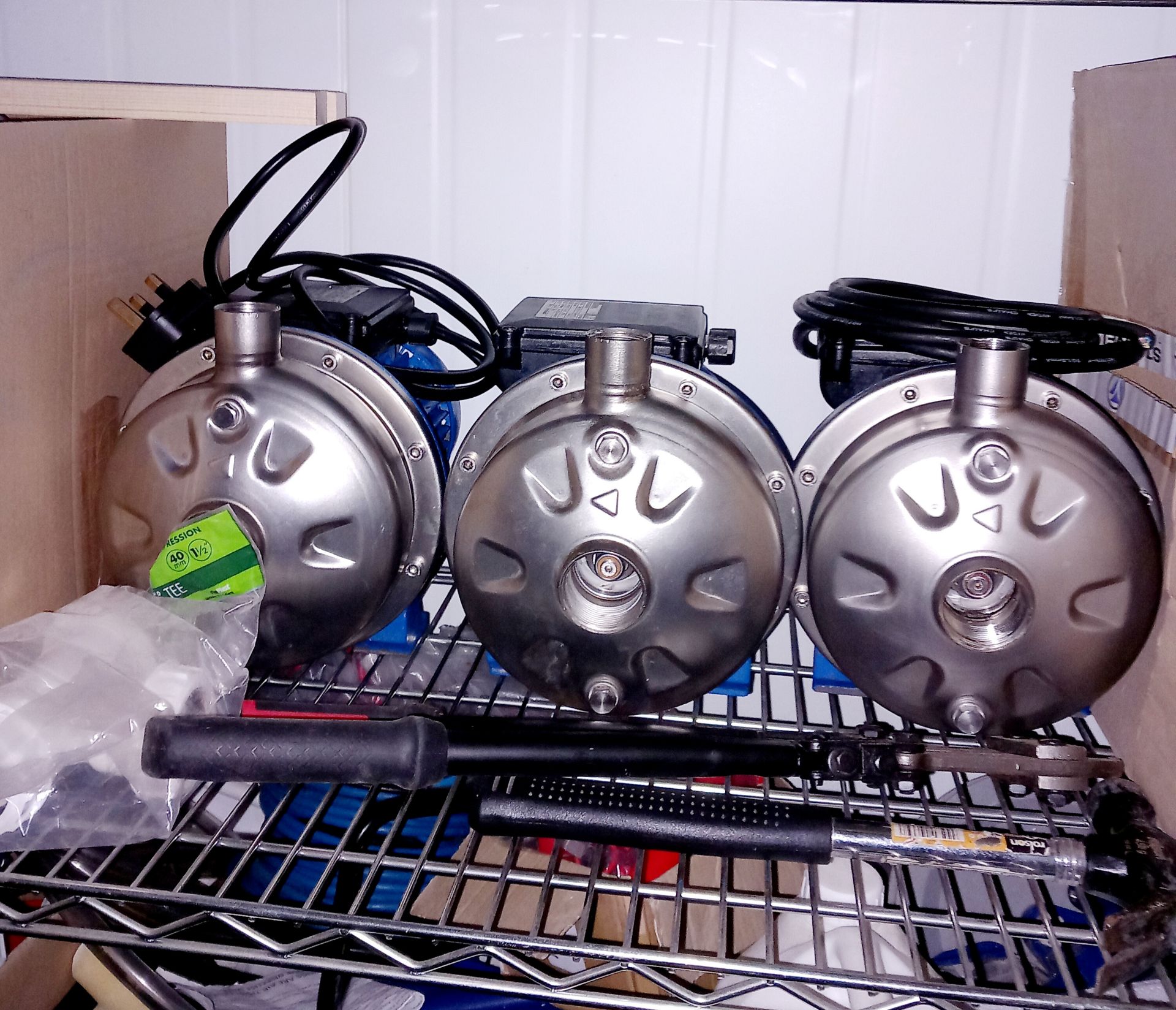 3 x New Brewhouse pumps & various fittings & adjustable wire rack - Image 2 of 5