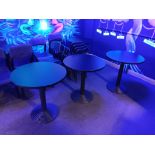 7 x Metal Framed Black Circular Topped Cafe Tables & 43 x Metal Framed Plastic Chairs
