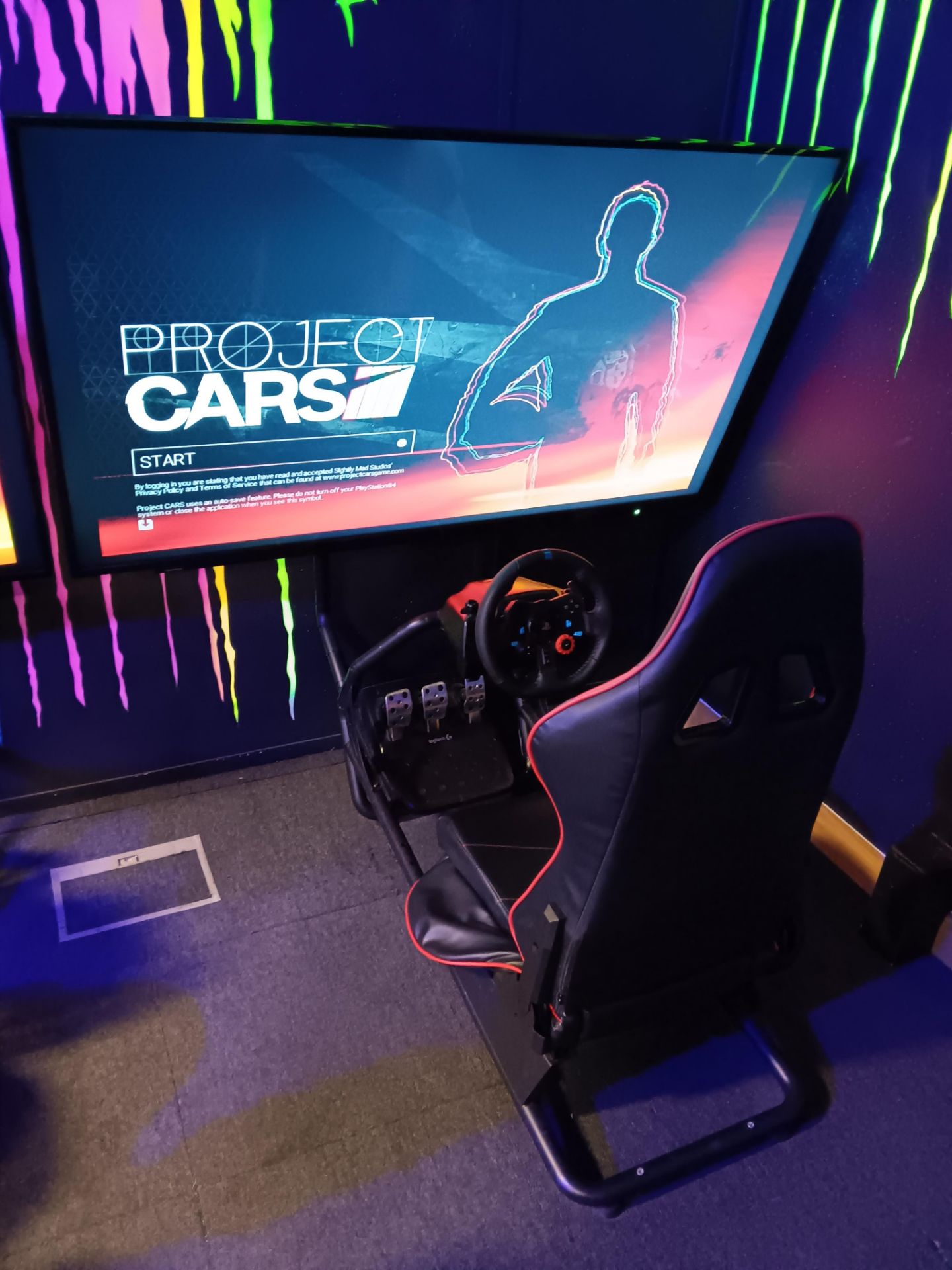 Racing Simulator Cockpit Comprising of Frame, Chair, Logitech Racing Pedals, PlayStation Racing