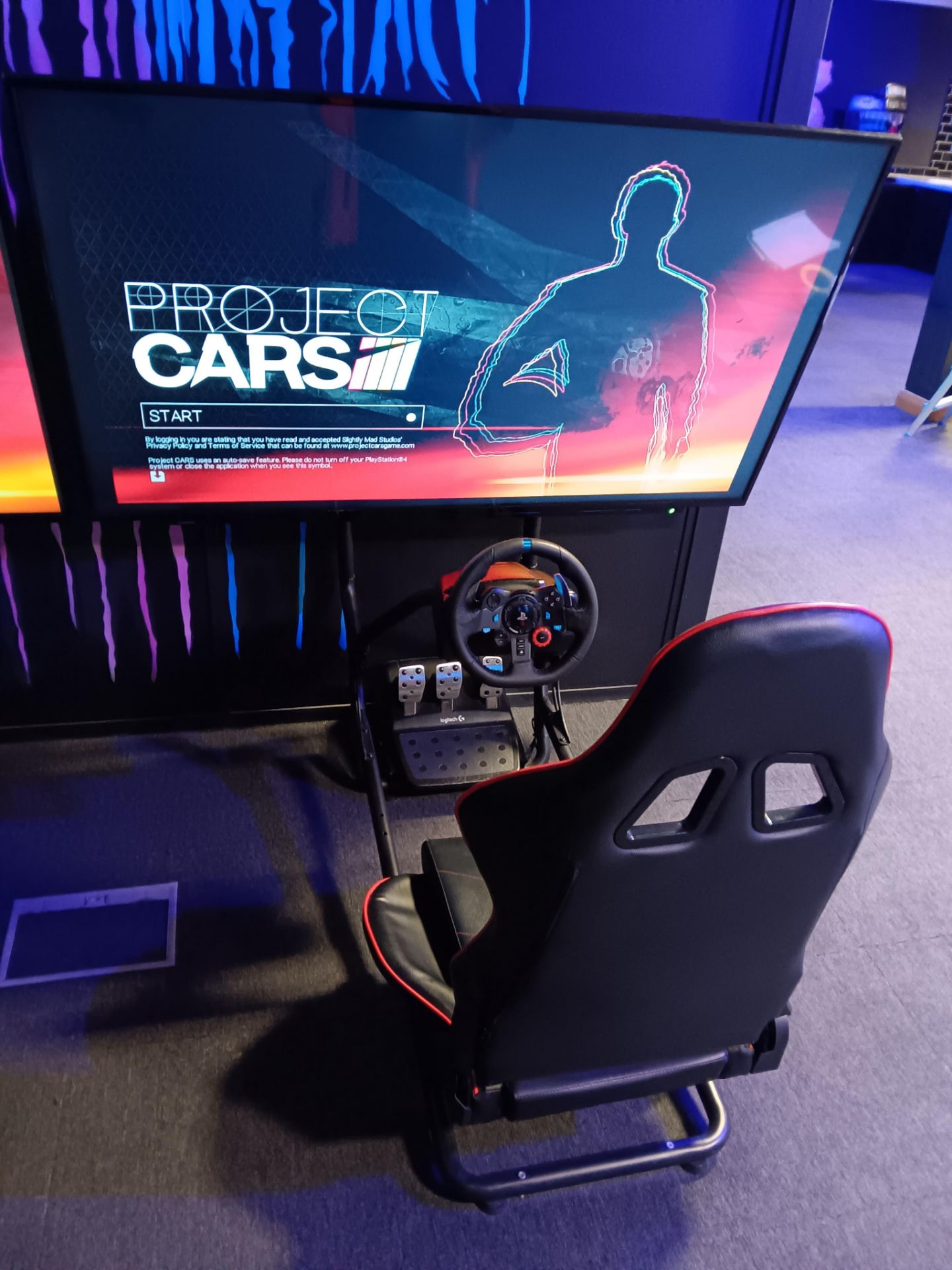 Racing Simulator Cockpit Comprising of Frame, Chair, Logitech Racing Pedals, PlayStation Racing