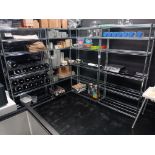5 x Chrome Wire Shelf Units & Contents Including Digital Scale, Takeaway Cartons etc.