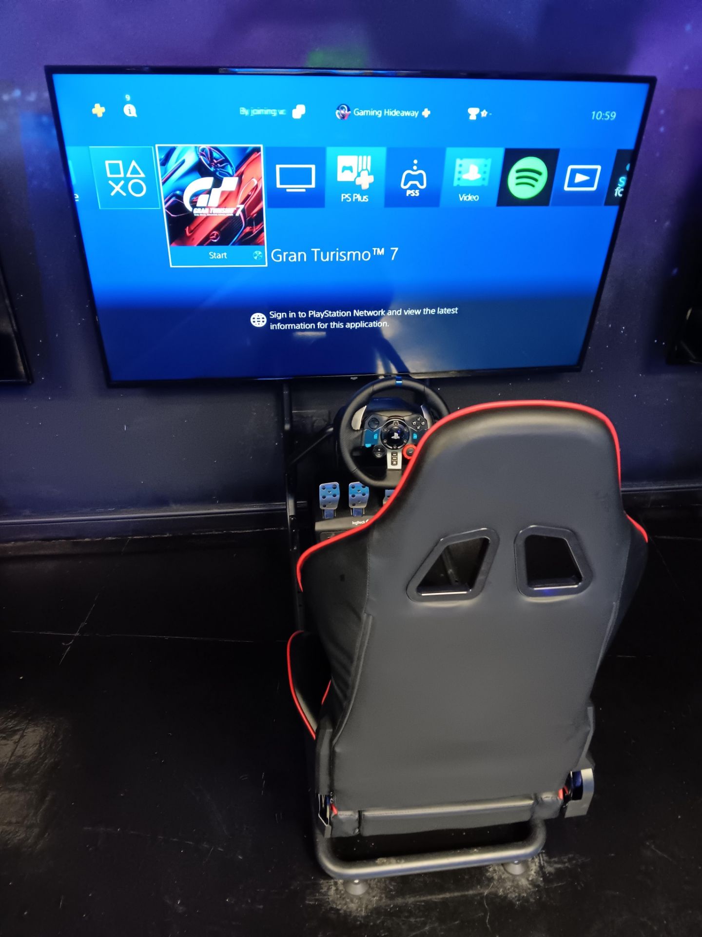 Racing Simulator Cockpit Comprising of Frame, Chair, Logitech Racing Pedals, PlayStation Racing