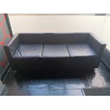 2 x Black Faux Leather 2-Seater Sofas