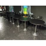 10 x Metal Framed Black Circular Topped Cafe Tables & 65 x Metal Framed Plastic Chairs