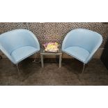 3 x Leather Effect Armchairs, with glazed low level table