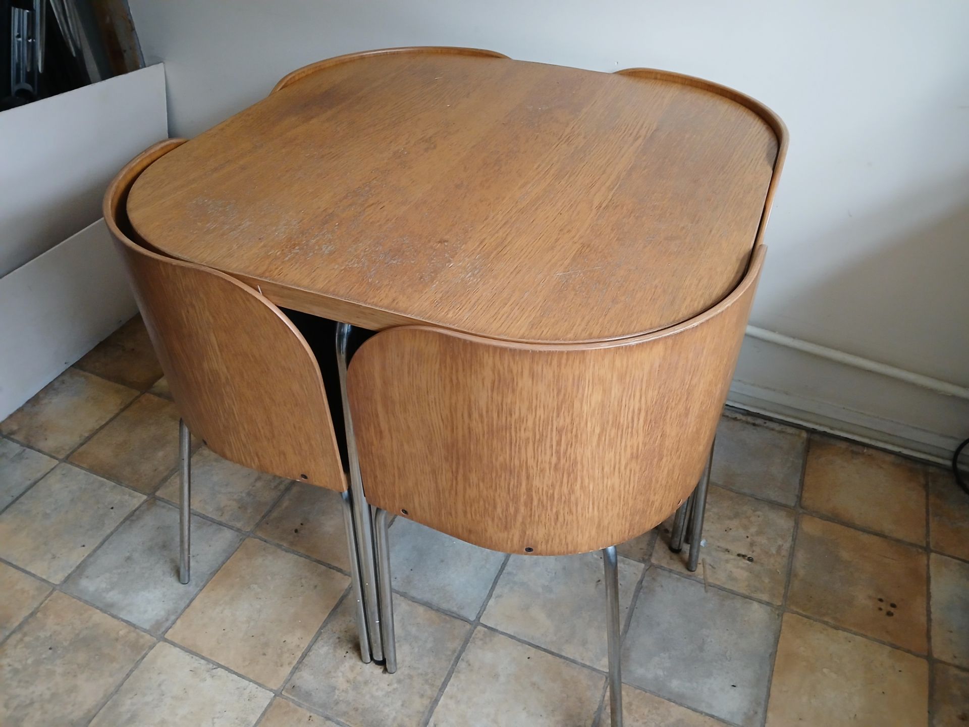 Shaped Table, with 4 x Chairs