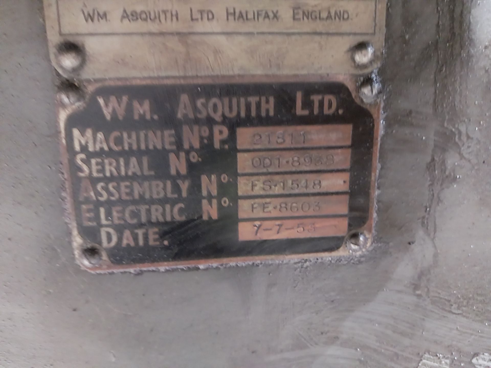 Asquith 21811 radial arm drill with steel block, Serial number 001. 8938, assembly no. FS1548, - Image 5 of 8