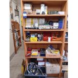 Contents of book shelf to include nuts, bolts, plates, screws etc.
