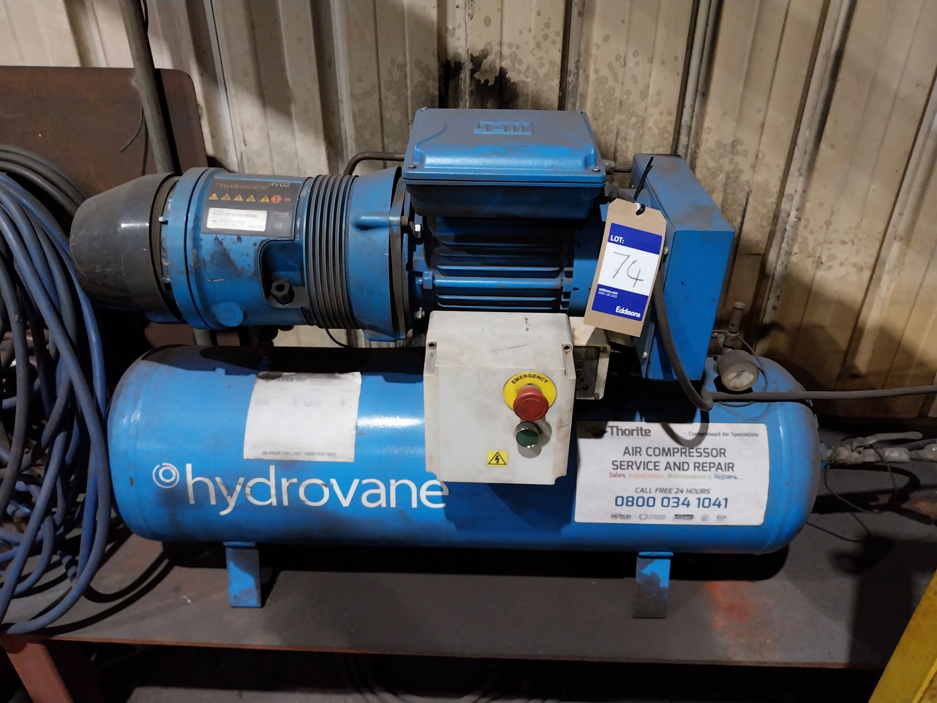 Hydrovane HV02 receiver mounted compressor, Model S02PUR510-2415D400, 2.2kw, max bar 11, RPM 2890, - Image 4 of 4
