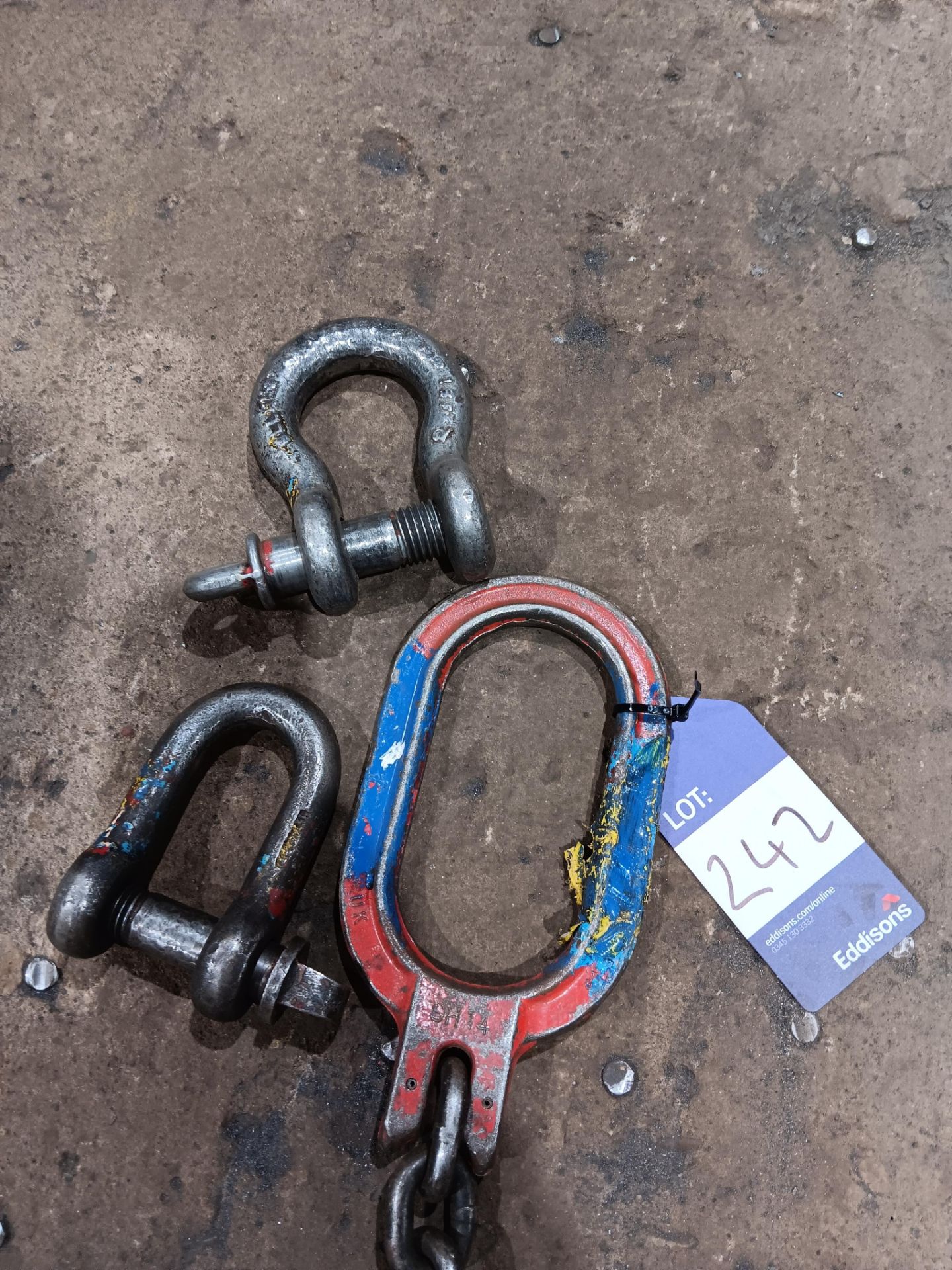 Chain and hook with 2 shackles