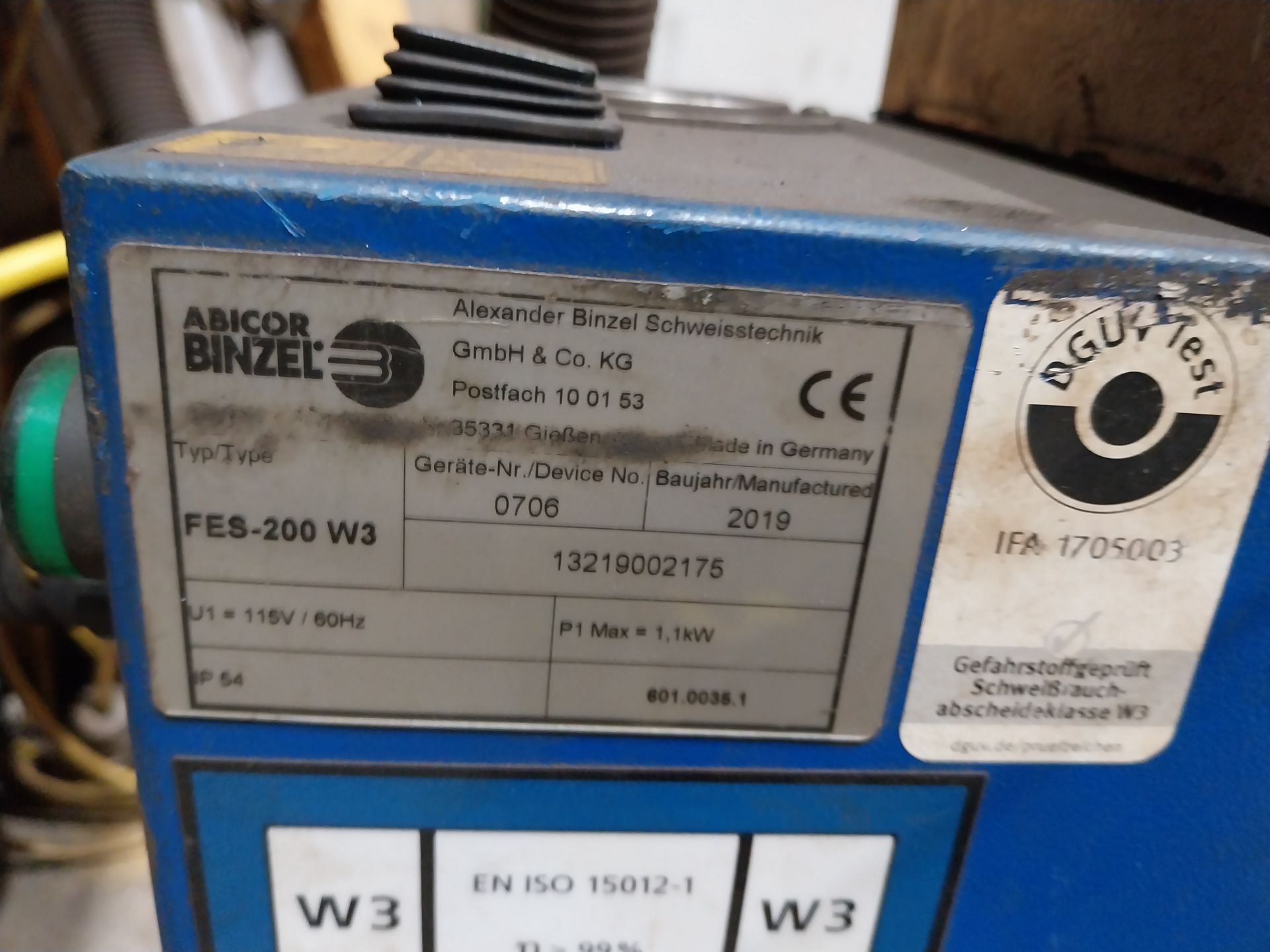 Binzel FES-200 W3 extraction unit on trolley 110v - Bild 3 aus 4