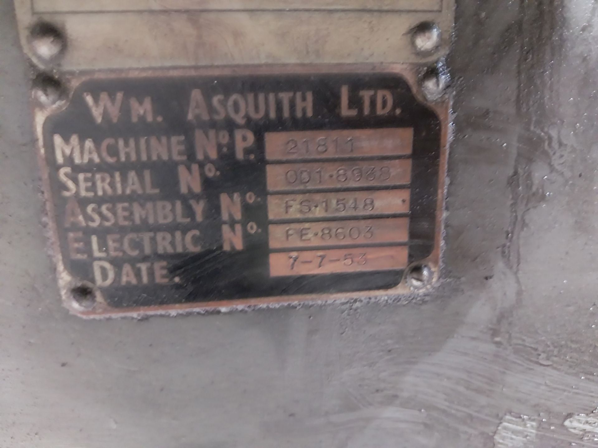 Asquith 21811 radial arm drill with steel block, Serial number 001. 8938, assembly no. FS1548, - Image 4 of 8