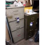 Four and three drawer filing cabinets and contents to include tooling and components