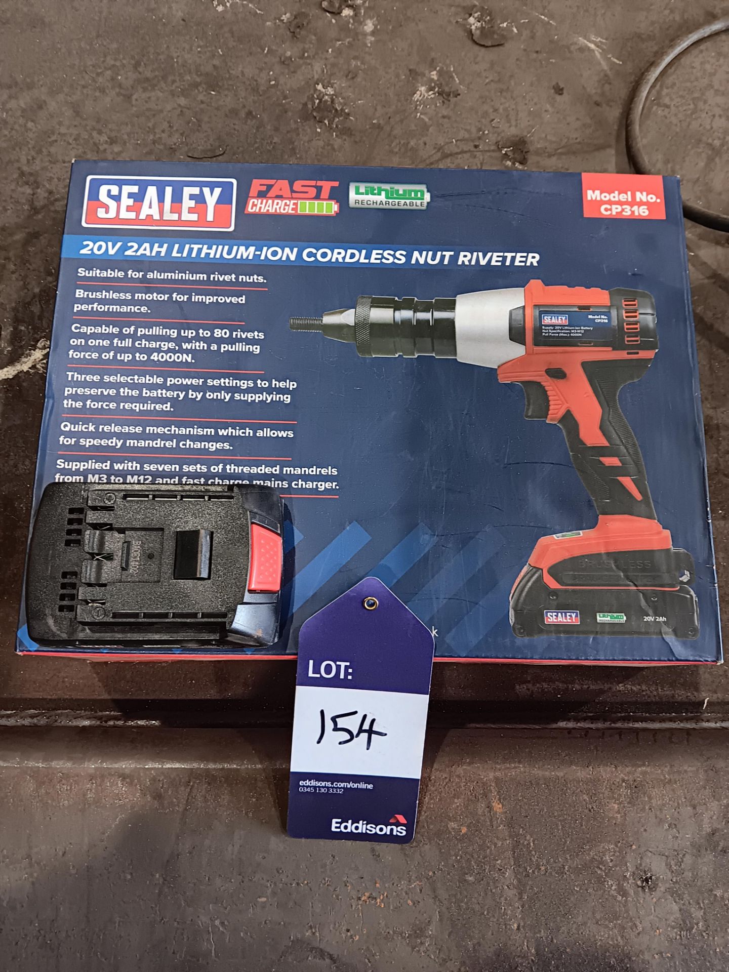 Sealey 20v 2AH lithium ion cordless nut riveter CP316