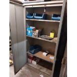 Steel double door cabinet and contents