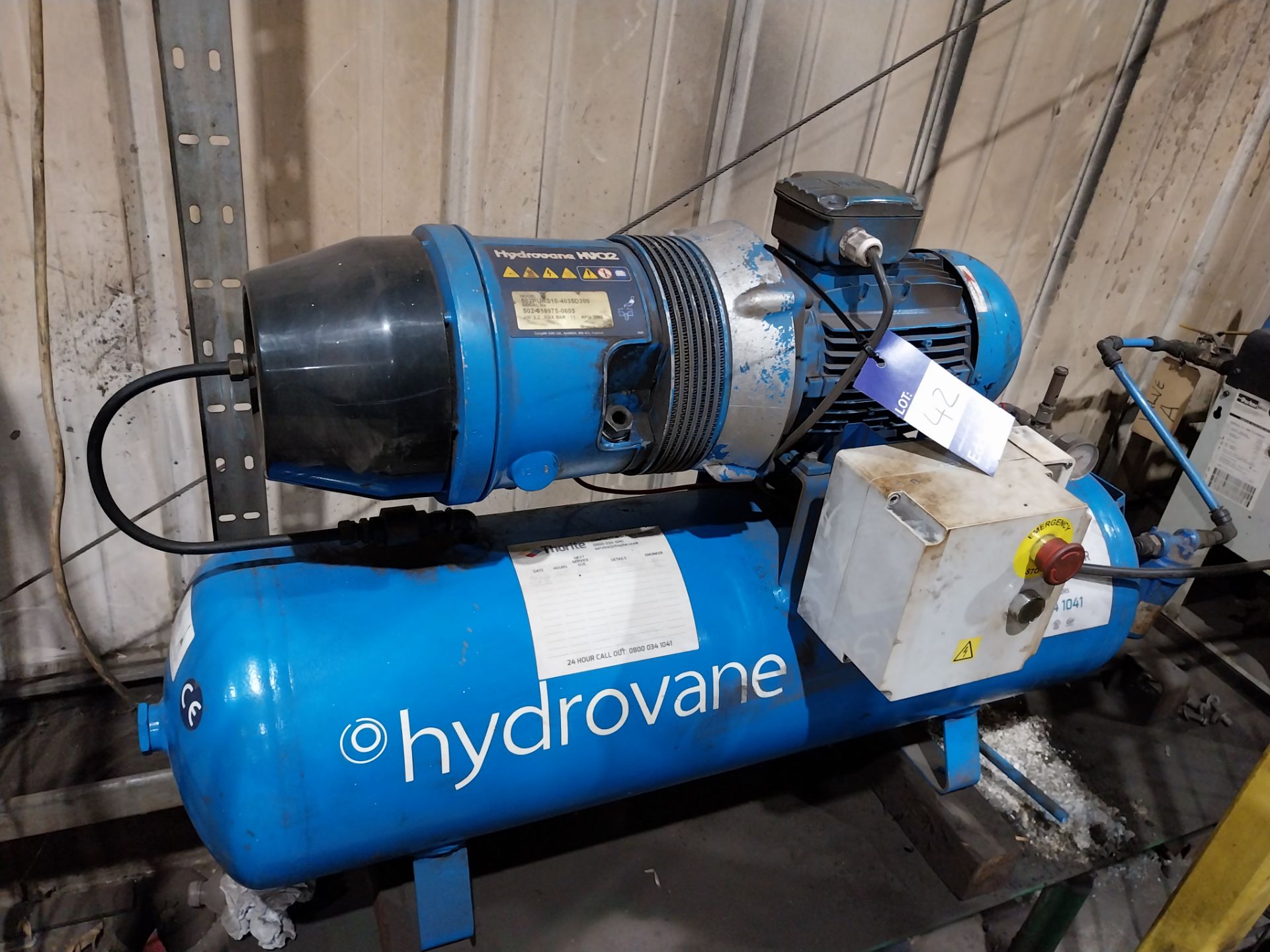 Hydrovane HV02 502PUR510-4035D300 receiver mounted compressor, 2.2kw, max bar 11, RPM 2850, 75 - Image 5 of 5