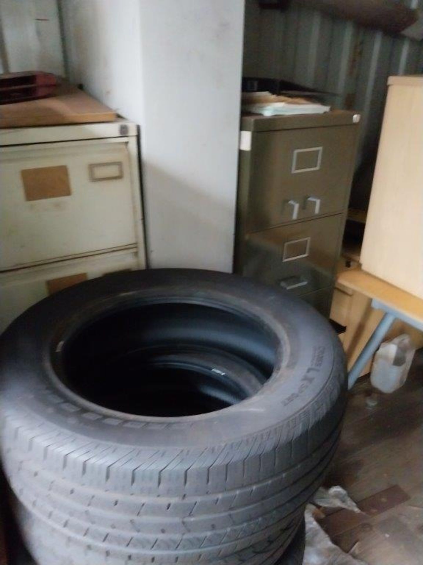 Remaining contents of container to include furniture, filing cabinets, tyres etc. - Image 4 of 5