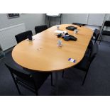 Boardroom meeting table with 10 x upholstered and metal frame legs 2400mm x 1200mm